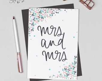 Mrs and Mrs - Lesbian Wedding Card - LBGT - Civil Partnership