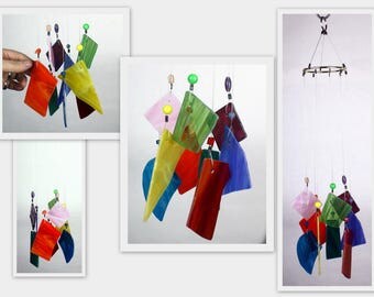 Wind Chime, Stained Glass Chime, Glass Windchime, Multi Color, Garden Decor, Home Decor