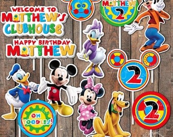 Mickey Mouse Clubhouse Theme Happy Birthday Centerpiece Circles Decorations Personalized