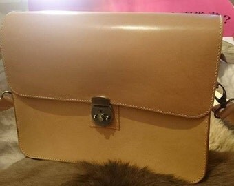Vegetable tanned leather satchel bag