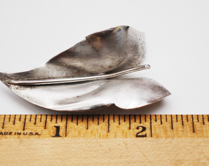 Sterling Leaf Brooch -Signed CA Carl-Art - Silver leaves pin