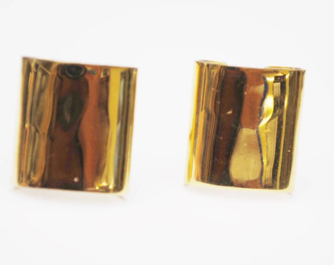 Napier Earrings - Bold Gold plated Rectangle - Clip on earrings