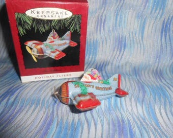 Hallmark Keepsake -1993 Tin Airplane-Holiday Fliers-Ornament