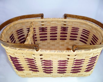 Items similar to Farmers Market Basket Hand Woven with Wood Base and ...