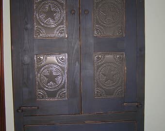 Primitive Punched Tin Pie Safe