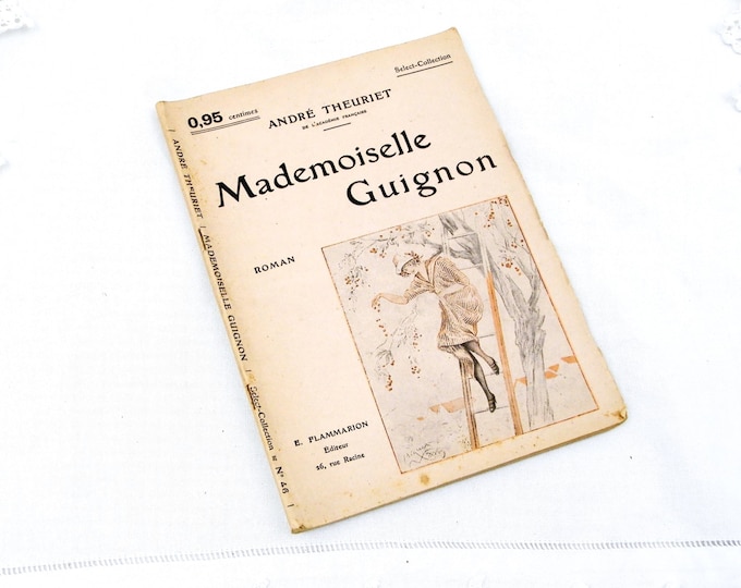 Antique French Novel Pamphlet Paperback Book Madmoiselle Guigon by André Theuriet, Retro Vintage French Brocante Biblotheque Interior Decor