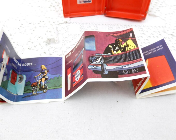 Unused Vintage French Red Hand Held Metal Wonder Flashlight / Torch, Searchlight, Upcycled, Decor, Industrial, Retro, Lamp Lighting, Camping