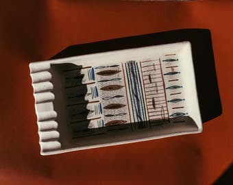 Mid Century Sascha Brastoff Atomic Ceramic Ashtray
