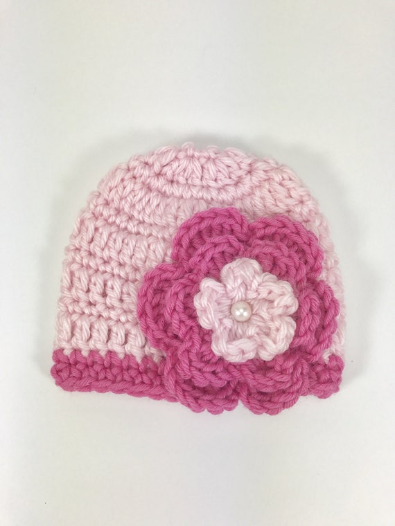 Crochet premie hat premie hat with flower baby girl hat