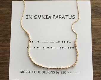 Gilmore Girls Necklace, Morse Code Necklace, In Omnia Paratus, 14k Gold, Sterling Silver, Lorelai, Rory, Secret Code Jewelry, Luke's Diner