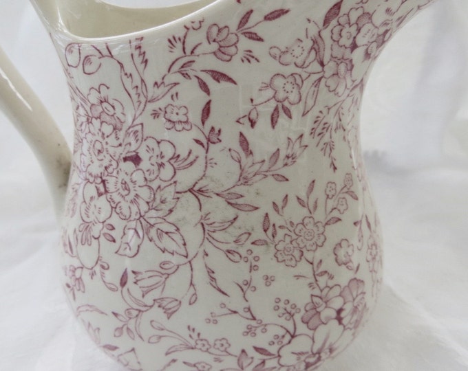 Royal Crownford Transferware Pitcher, Staffordshire England, Ironstone Creamer, Red Transferware, Shabby Chic Home