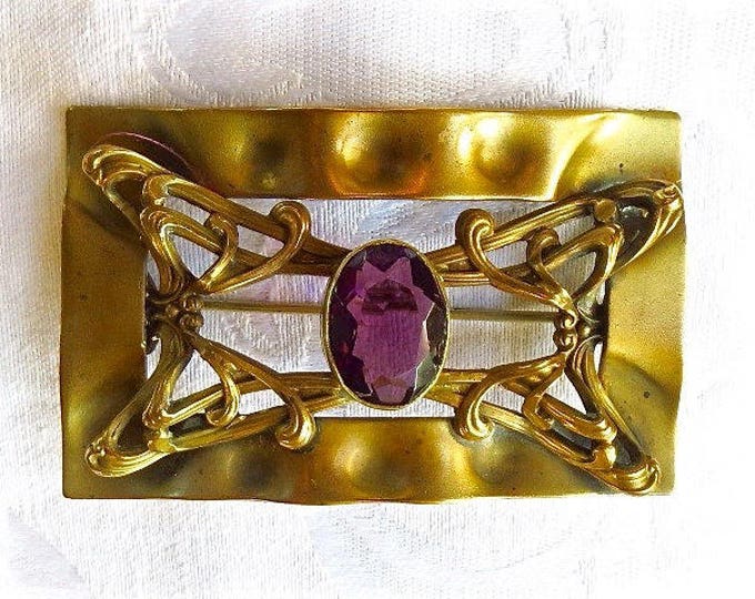 Art Nouveau Sash Pin, Amethyst, Antique Sash Brooch, Vintage Art Nouveau Jewelry