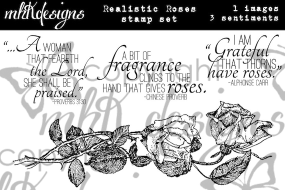 Realistic Roses Digital Stamp Set