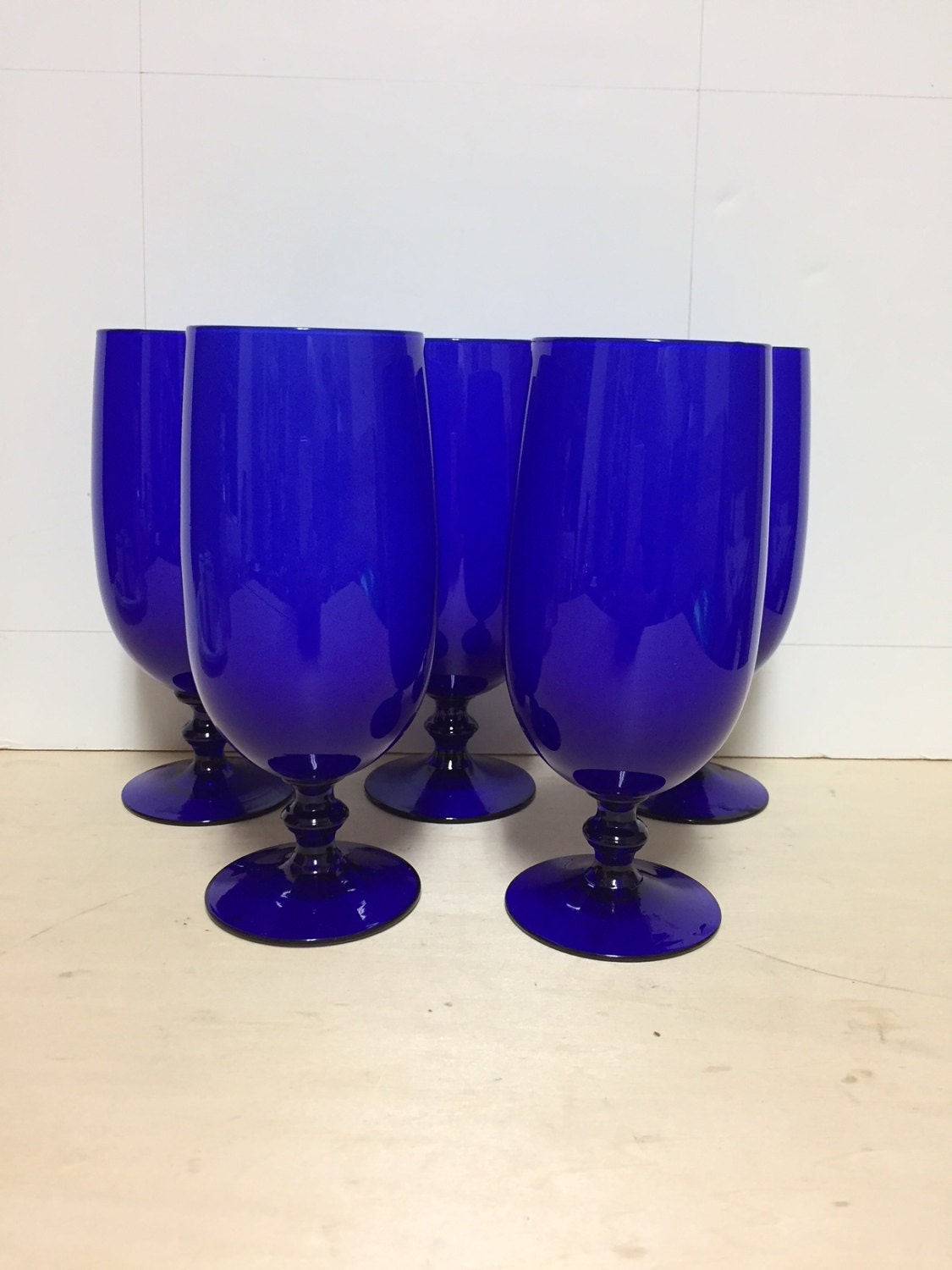 Mid Century Modern Carlo Moretti Cobalt Blue Water Glasses Set