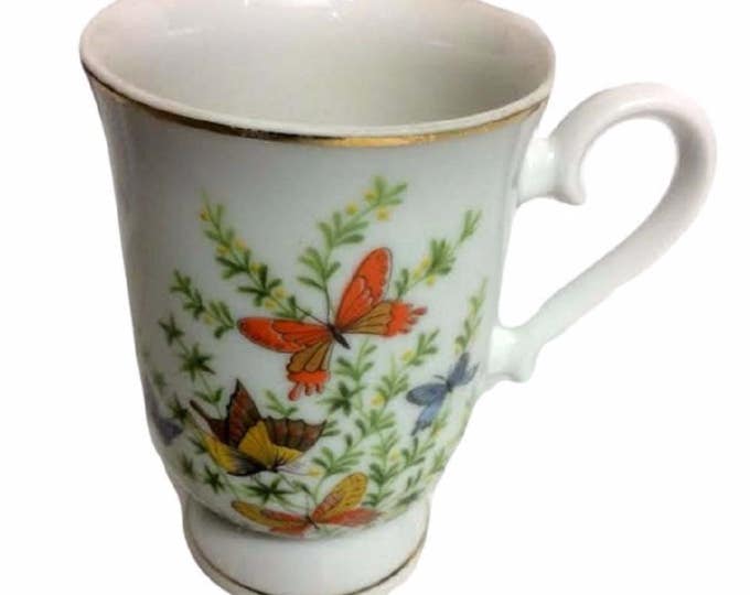 Shafford Coffee Mug Ecstasy Butterflies, Vintage Unique Mid Century Butterfly Mug