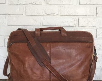 Vintage Distressed Leather Briefcase/Messenger Bag