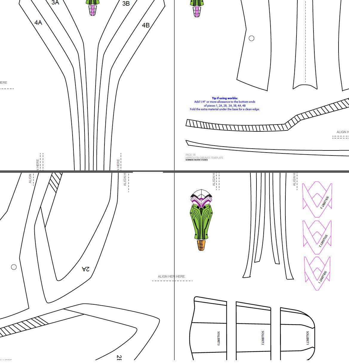 Hippolyta Greaves and Solleret Template Download from DownenCreativeStudio on Etsy Studio