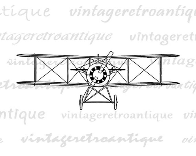 Digital Printable Airplane Download Graphic Plane Digital Image Artwork Antique Clip Art Biplane Clipart Jpg Png Eps HQ 300dpi No.1595