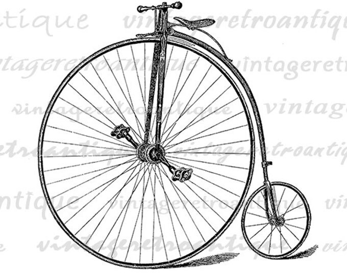 Antique Velocipede Bicycle Graphic Bike Digital Download High Wheel Bicycle Image Printable Vintage Clip Art Jpg Png Eps HQ 300dpi No.4112
