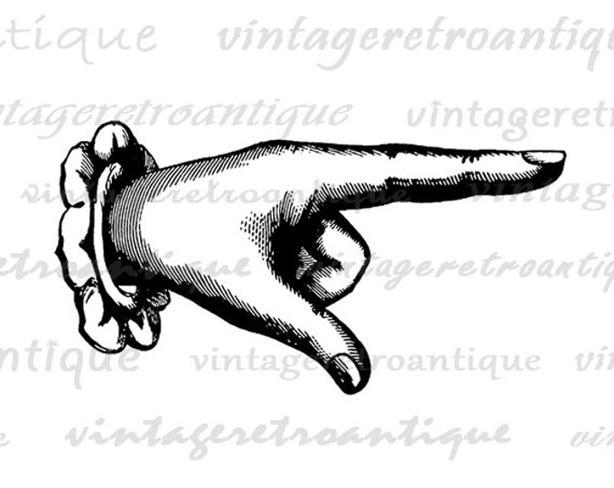 Digital Printable Finger Pointing Graphic Classic Pointing Hand Image Artwork Download Vintage Clip Art Jpg Png Eps HQ 300dpi No.389