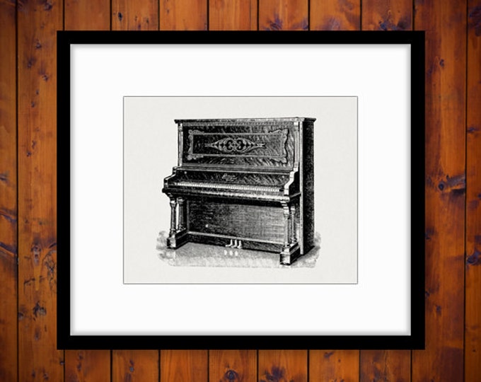 Digital Printable Antique Piano Image Illustration Download Music Graphic Vintage Clip Art Jpg Png Eps HQ 300dpi No.1169