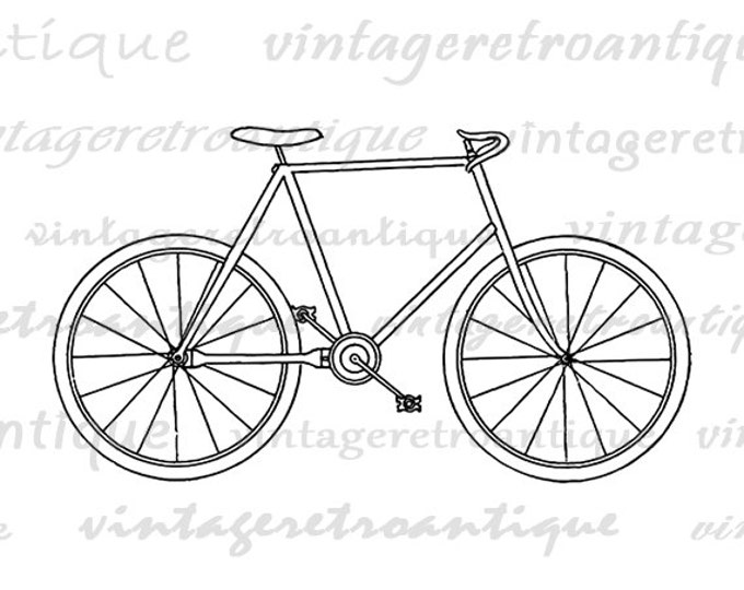 Digital Graphic Antique Bicycle Image Bike Outline Download Printable Vintage Clip Art Jpg Png Eps HQ 300dpi No.3474