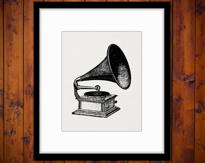 Printable Antique Phonograph Digital Graphic Music Player Download Image Vintage Clip Art Jpg Png Eps HQ 300dpi No.1287