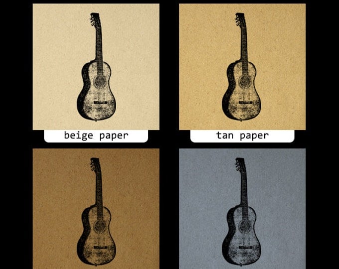 Acoustic Guitar Printable Graphic Download Antique Music Image Guitar Illustration Digital Vintage Clip Art Jpg Png HQ 300dpi No.3693