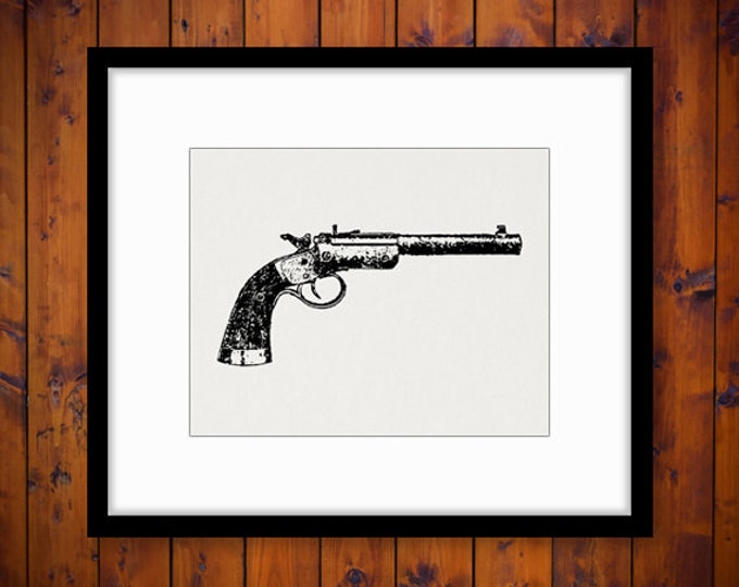 Antique Gun Graphic Printable Image Revolver Digital Pistol Download Vintage Clip Art for Transfers Printing etc HQ 300dpi No.1264