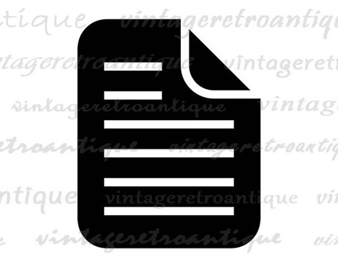 Printable Digital Document Icon Graphic Paper Document Download Image Vintage Clip Art Jpg Png Eps HQ 300dpi No.3936