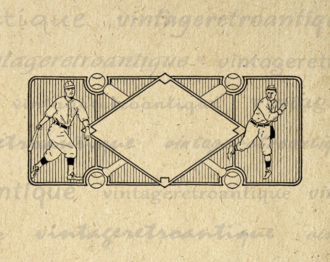 Printable Vintage Baseball Design Digital Graphic Baseball Players Image Download Jpg Png HQ Jpg Png HQ 300dpi No.4225