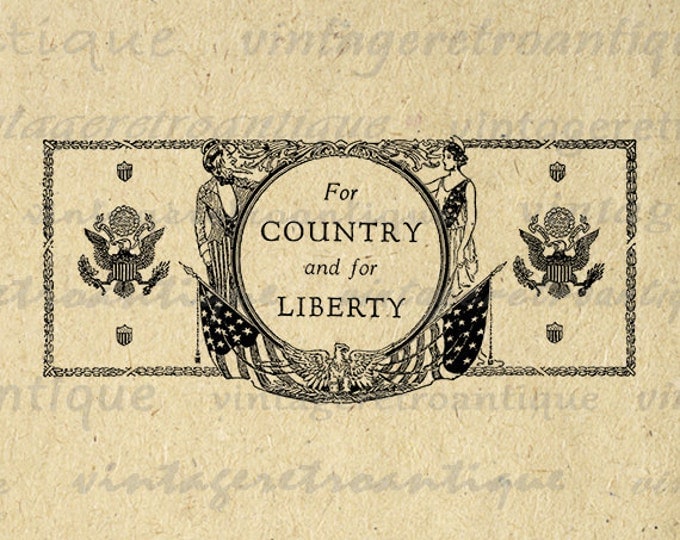 United States Liberty Banner America US USA Digital Image Download Printable Graphic Vintage Clip Art Jpg Png Eps 18x18 HQ No.3232