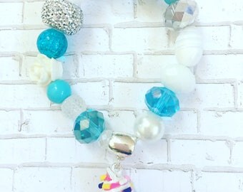 Frozen Yogurt Beaded Bracelet, Frozen Yogurt Charm Bracelet, Girl's Charm Bracelets, Tassel Bracelets, Ice Cream Charm Bracelets