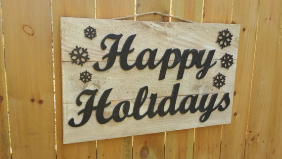 Cutout Wooden Sign Happy Holidays Cutout sign Happy
