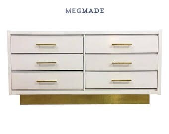 White & Gold Base Dresser by Lane | 1022-02562