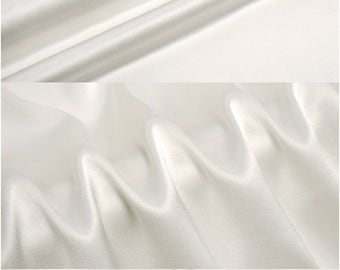 White Stretch Silk Fabric - 16m/m Solid Lining Cloth by The Yard or Meter 140 cm (55") wide