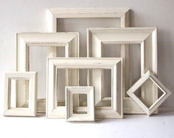 Farmhouse PICTURE FRAMES Set- Rustic - Antique White - Wedding - Baby Nursery - Vintage Collection - Shabby Chic - Distressed - Gallery Wall