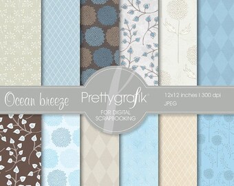80% OFF SALE floral Scrapbook digital papers set, flowers, floral, nature, leaves, plants, - PGPSPK546
