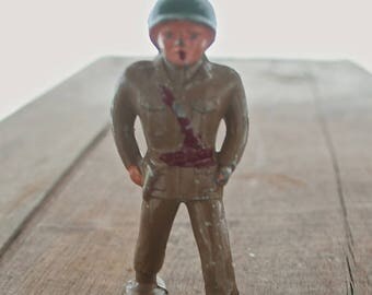 Antique Vintage Lead Toy Barclay Pod Foot Soldier Officer Figurine B-235 - 1940s