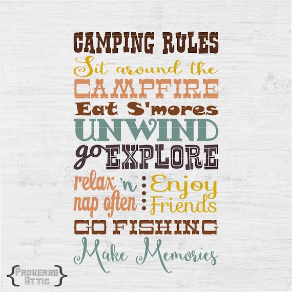 Download CAMPING RULES campground camp outside sign vinyl art decal