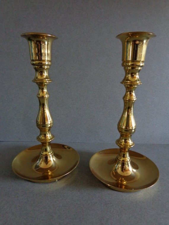 Vintage Carolina Brass CB Candlesticks Candle Holders pair
