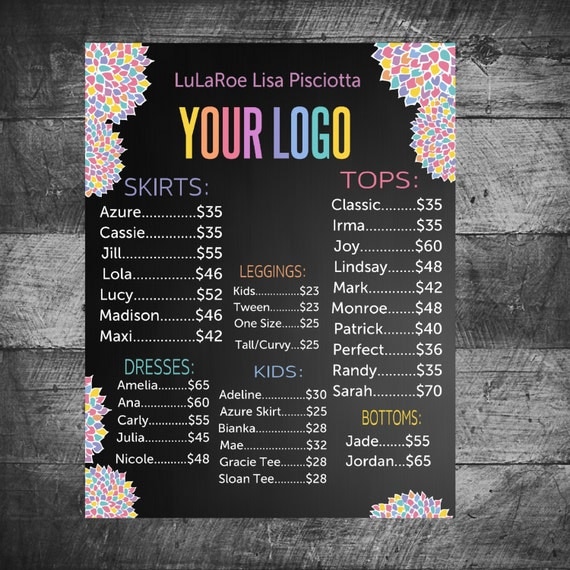 Flower Price List Poster Pricing guide Pricing sheet Pop Up