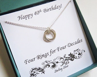 40th Birthday Gift for Women, Sterling Silver Birthday Necklace, 40th Birthday Gift, love knot, Milestone gift, 40th birthday necklace, mhd