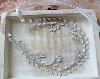 ON SALE Bridal Hair Vine Crystal Tiara Bridal Tiara Opal Crystal Wedding Crown Bridal Headpiece Rhinestone Tiara Wedding Tiara Diamante