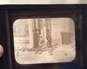 Antique Glass Slide, Magic Lantern Glass Slide, Late 1800's Glass Slide