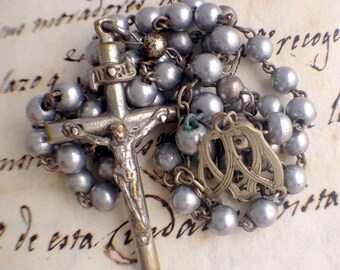 Fine Vintage Metallic Catholic Rosary -Spanish- Religious Catholic