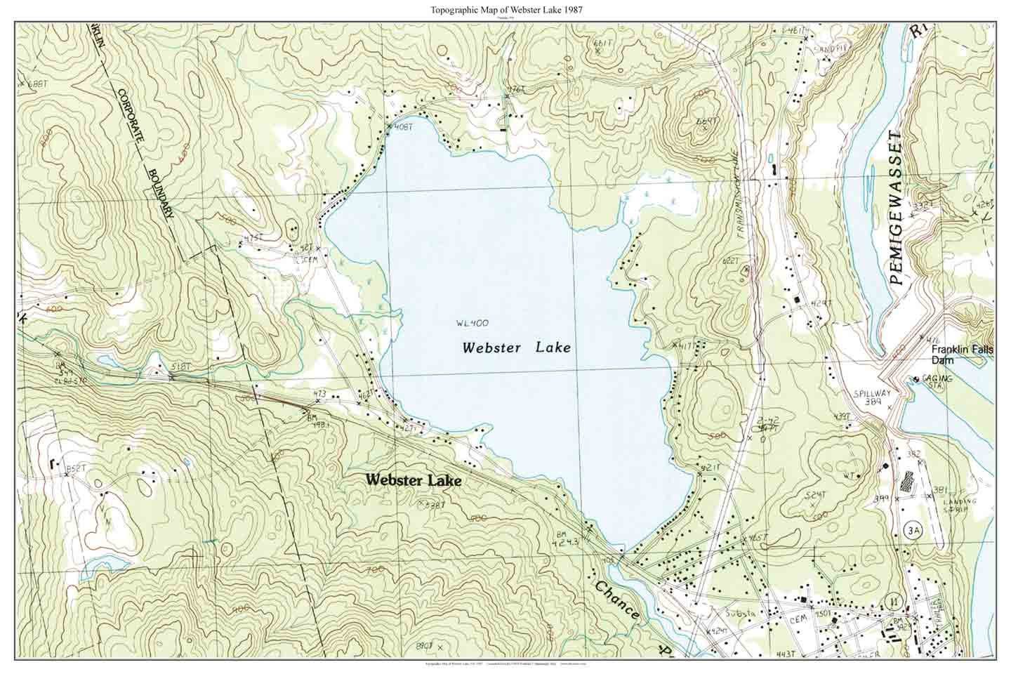 Webster Lake 1987 Old Topographic Map USGS Custom Composite