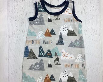 Summer Tank Romper, Baby Romper, Baby Boy Romper, Adventure Awaits Romper