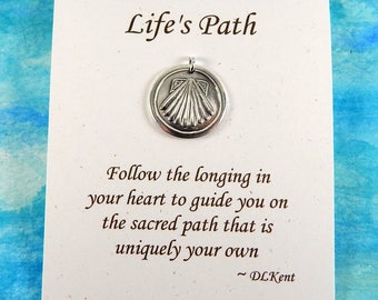 Scallop Shell Pendant, Inspirational Jewelry, Camino de Santiago Charm, Ocean Jewelry, Scallop Shell Charm, Medium Fine Silver Pendant