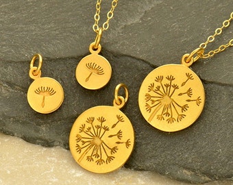 Gold Charms - Dandelion Set with 24K Gold Plate.